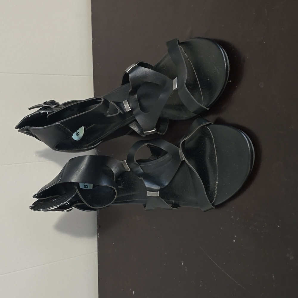 Black wedge sandals size 8.5